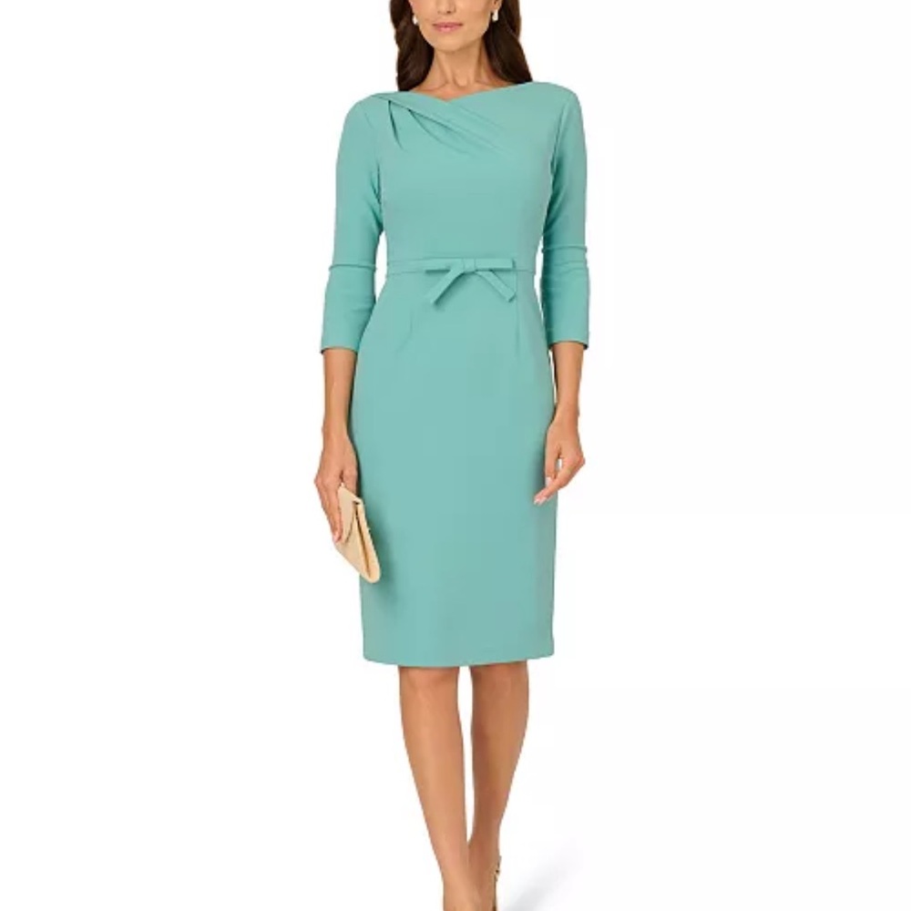 Macy's Teal Midi Sheath Dress with Waist Tie AP1D106339